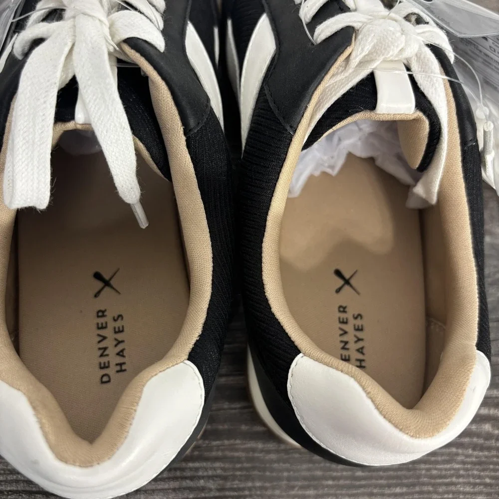 Denver Hayes Braylee Shoes Mens Size 8 Black White Casual Sneaker Sample Lace Up